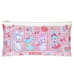 Japanese Kawaii Swimmer Red PVC Cartoon Pencil Stationary Makeup Pouch Bag